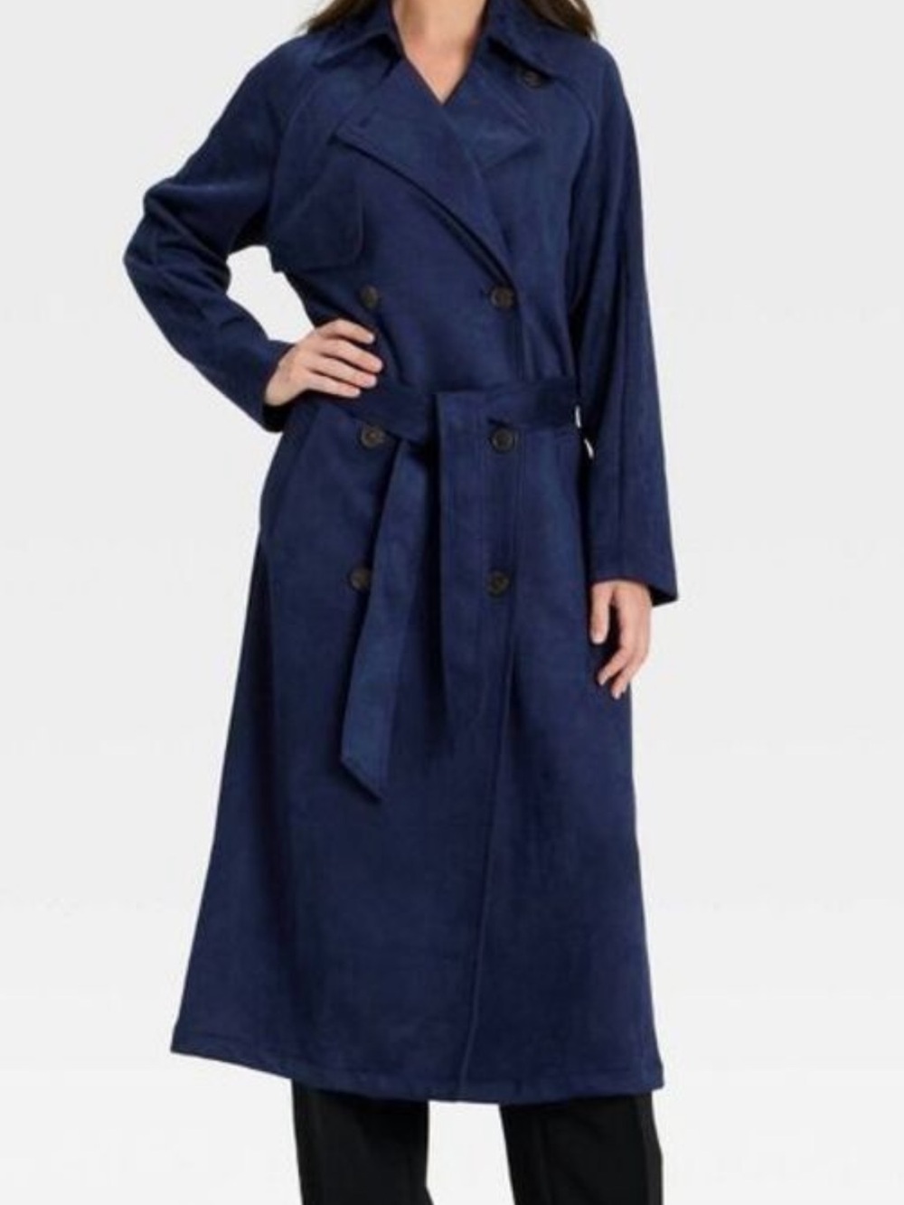 A New Day Navy Suede Trench